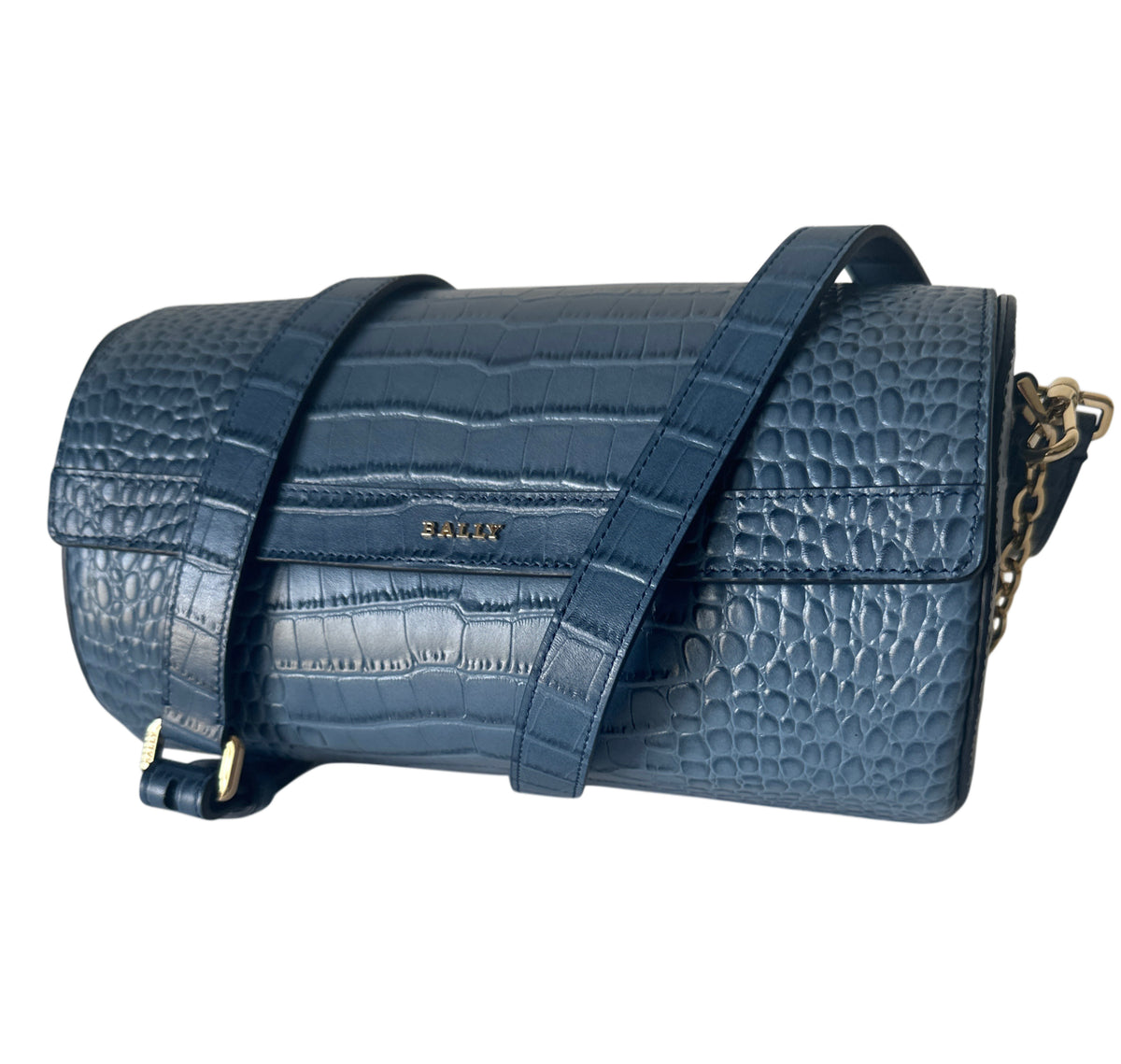 Barrel Bag Croco - Denim Blue