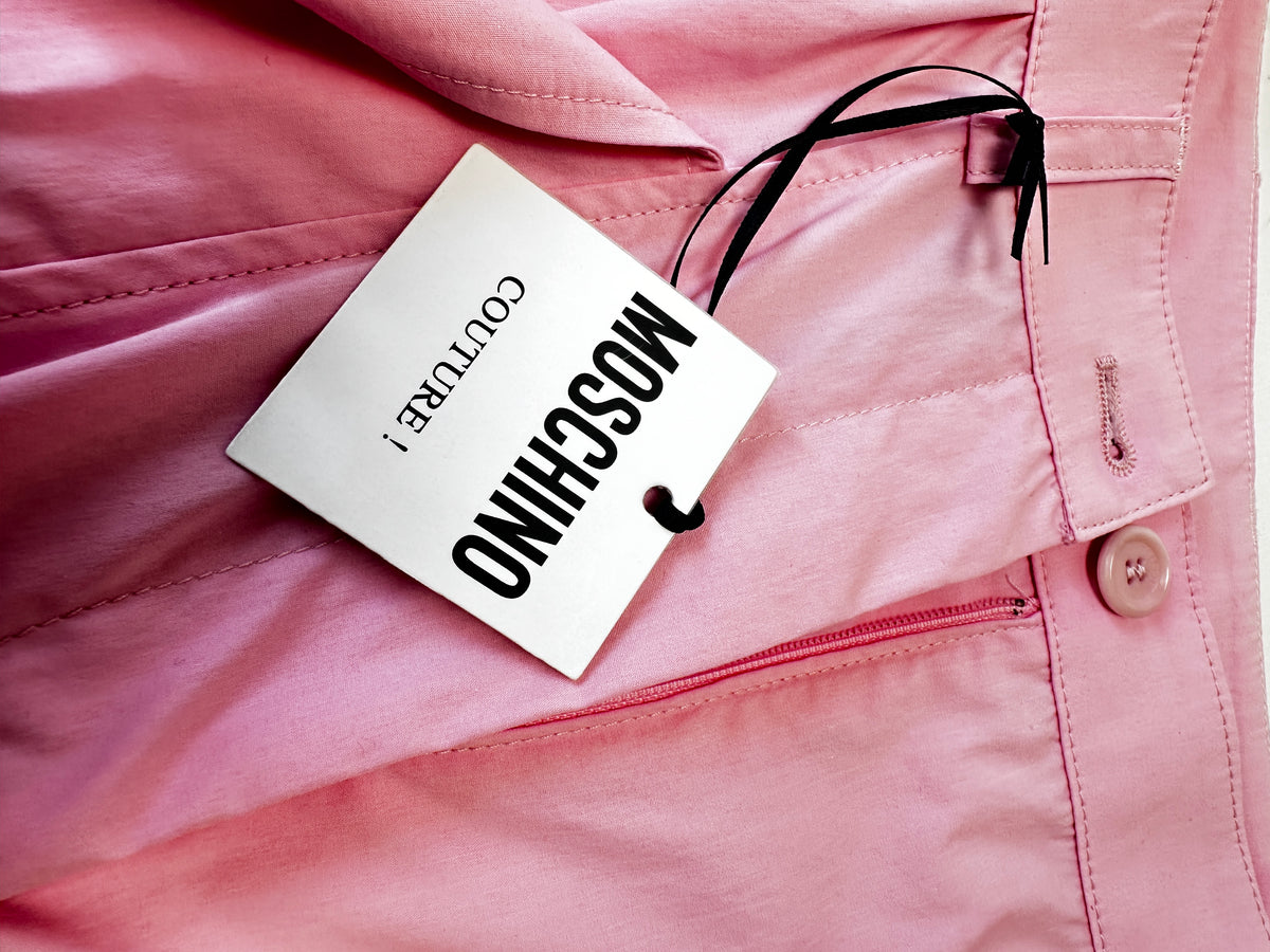High-Waisted Fold-Over Pocket Trousers - Pink - IT 38