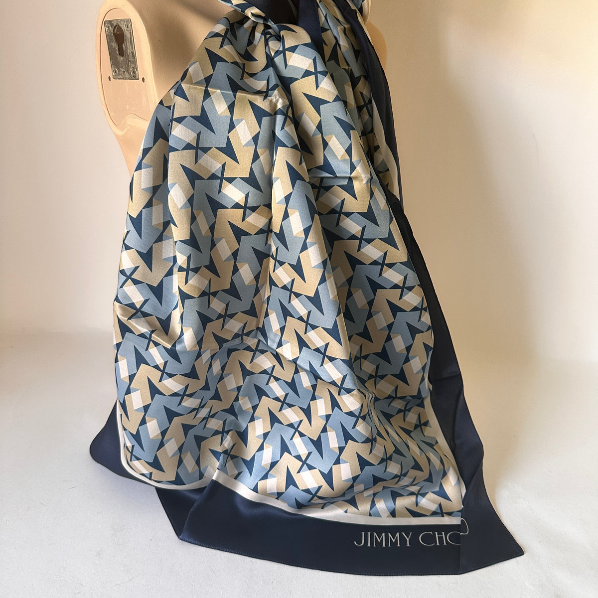 Silk Scarf - Abstract Print - Navy Multi