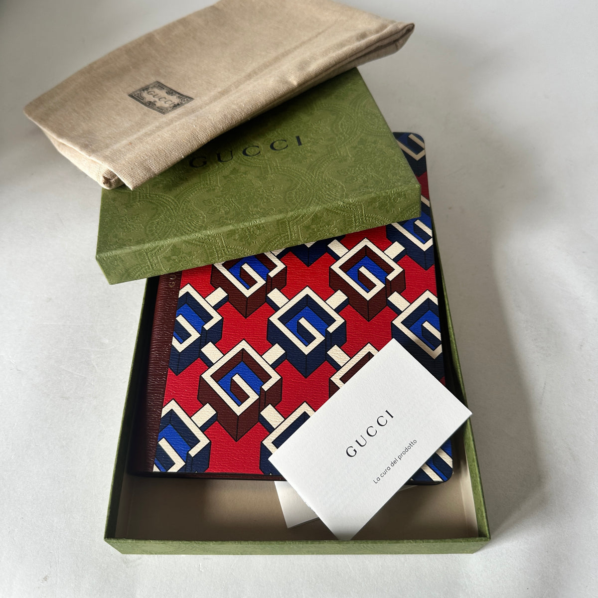 Gucci Logo Notebook - Blue and Red