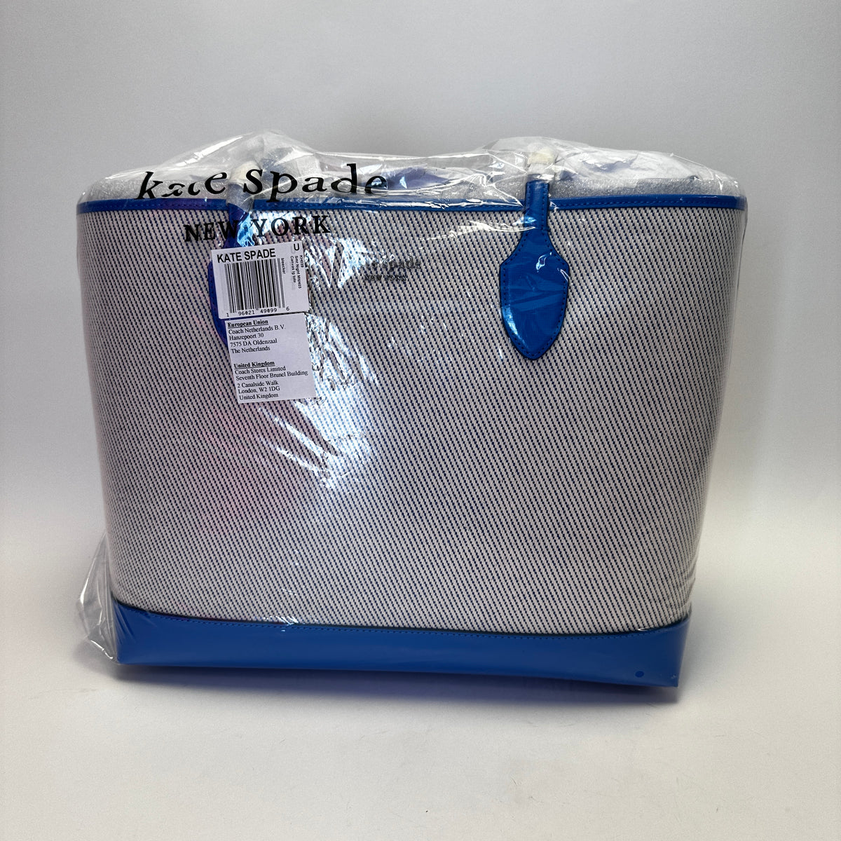 Bleecker Large Canvas Tote blue white