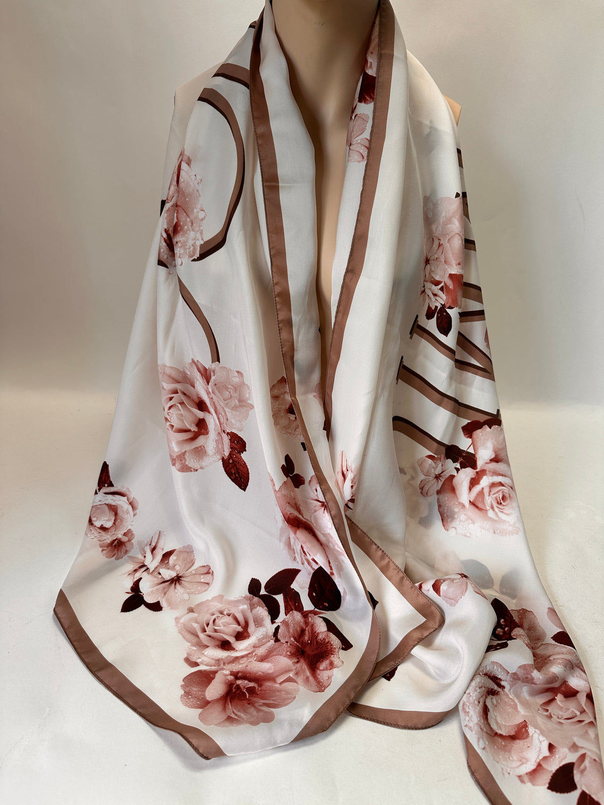 Floral Silk Scarf - Ivory