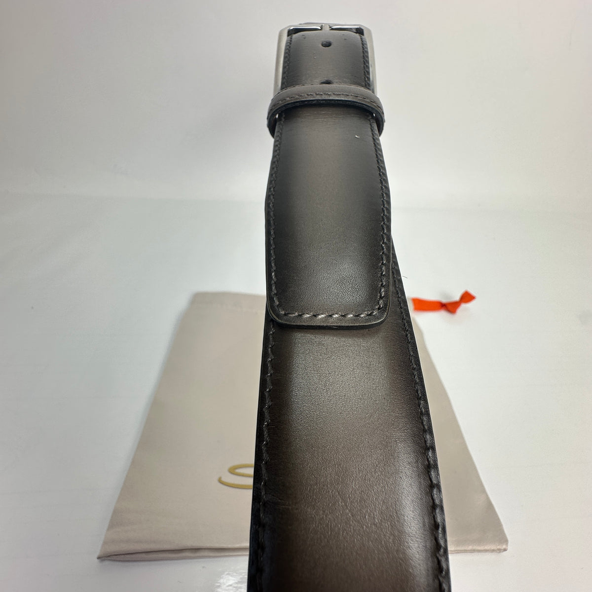 Adjustable Leather Belt - Black/Grey