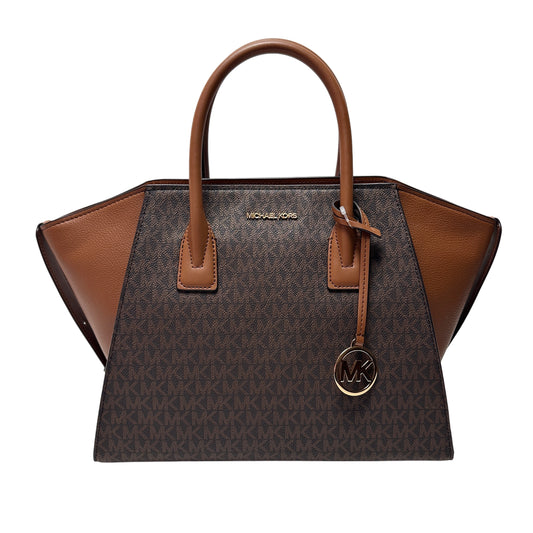 Avril Large Monogram Satchel - Brown