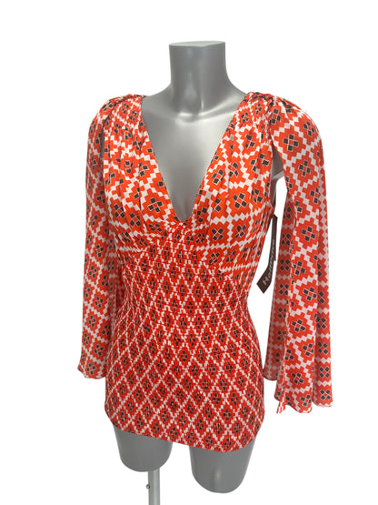 Draped Slip Dress - Orange/White - IT 38