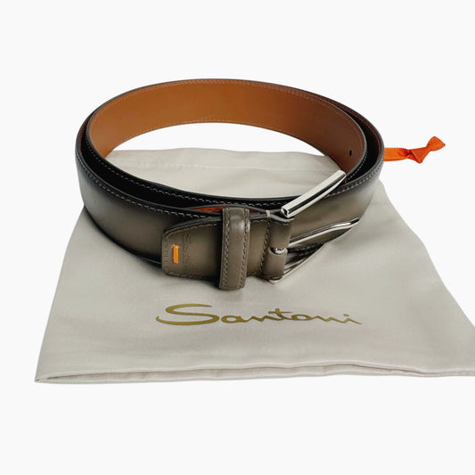 Adjustable Leather Belt - Black/Grey
