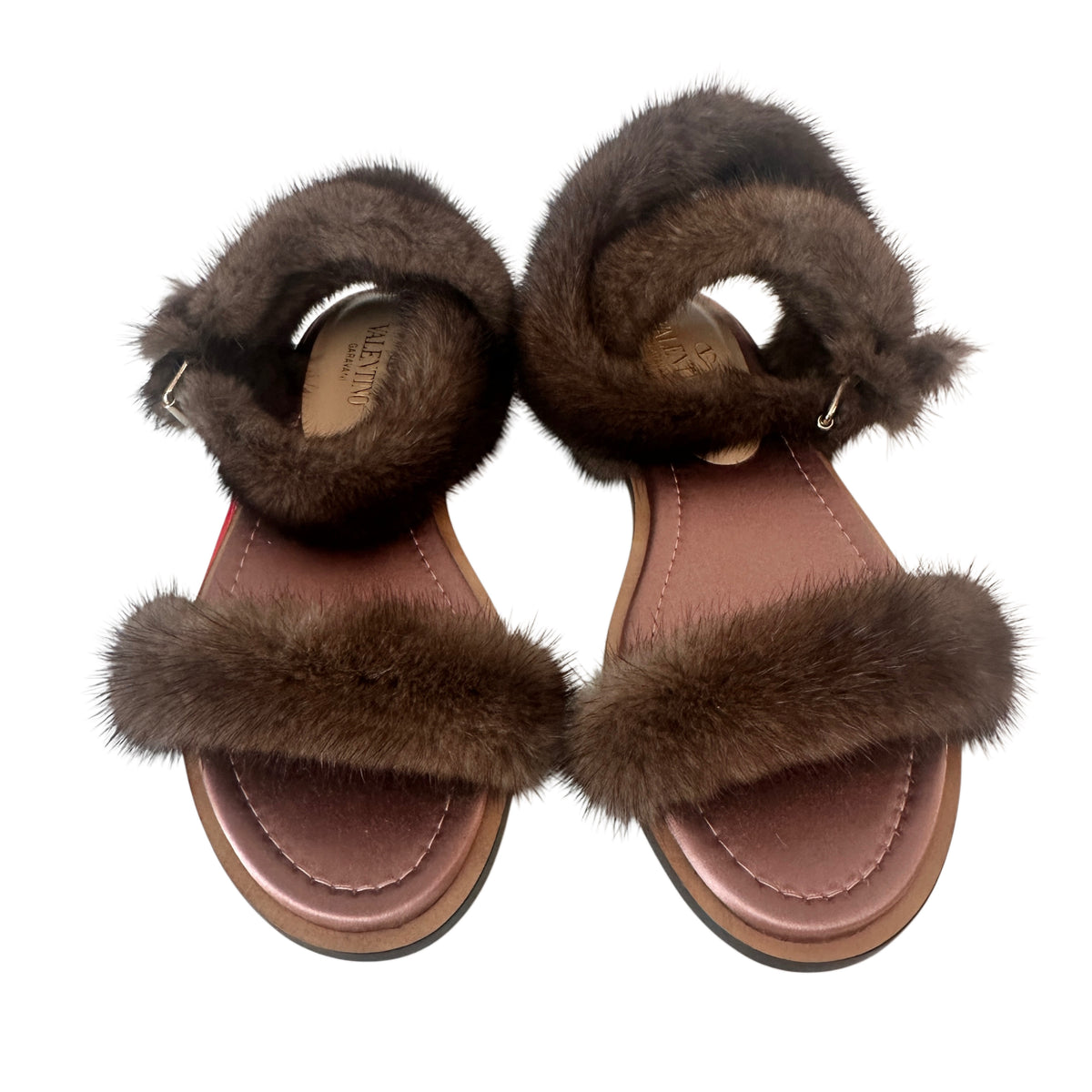 Mink-Strap Leather Sandals - Brown - EU 37