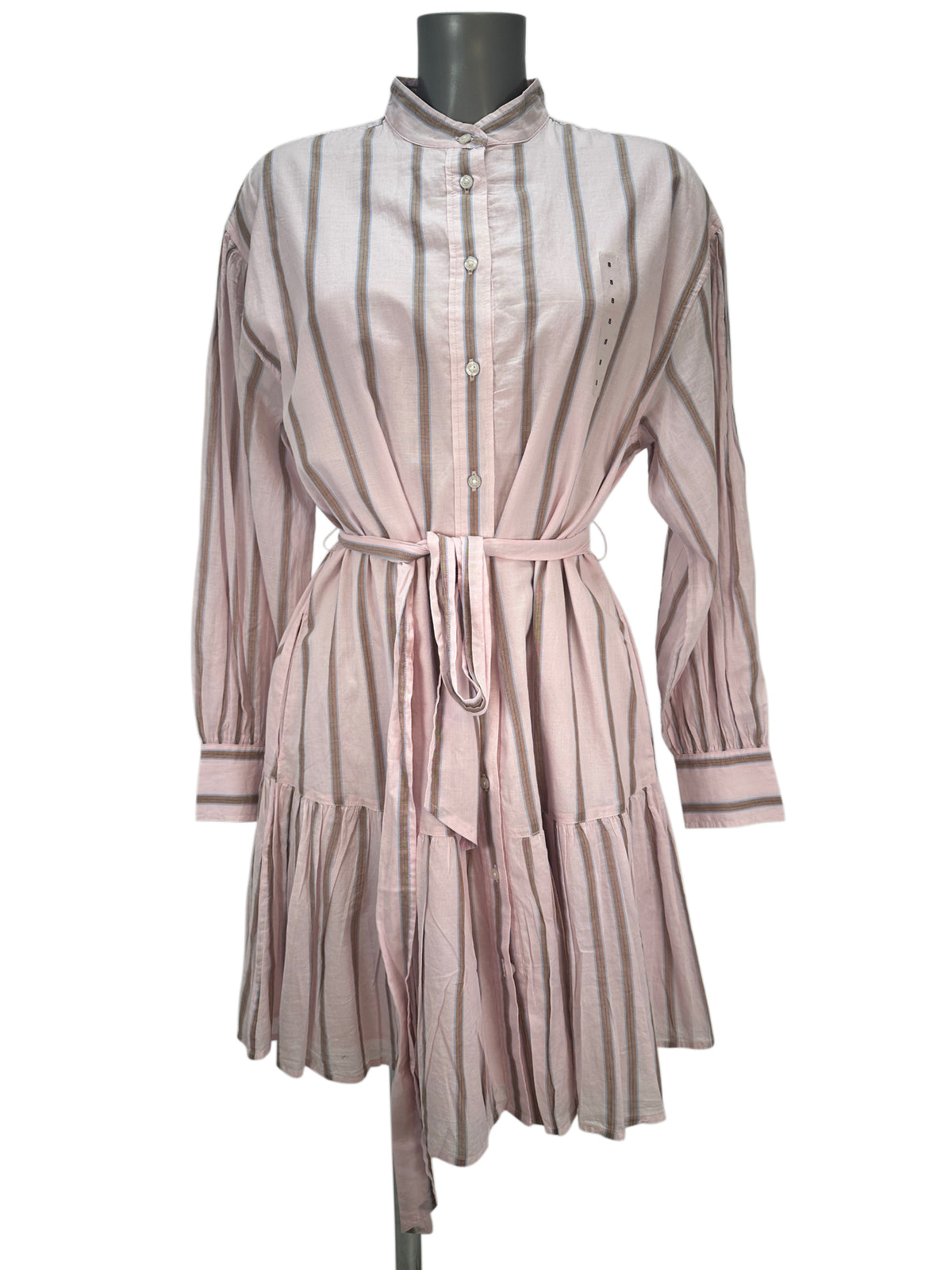 Striped Shirtdress - Pink - XL