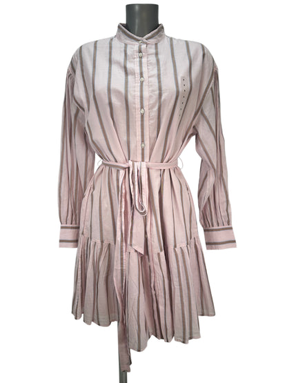 Striped Shirtdress - Pink - XL