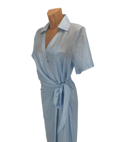 Sheer Wrap Dress - Cashmere Blue - IT 42