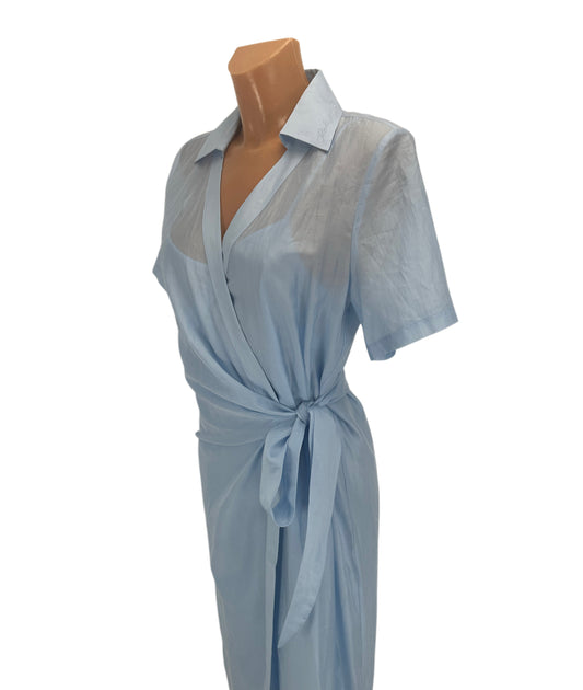 Sheer Wrap Dress - Cashmere Blue - IT 42