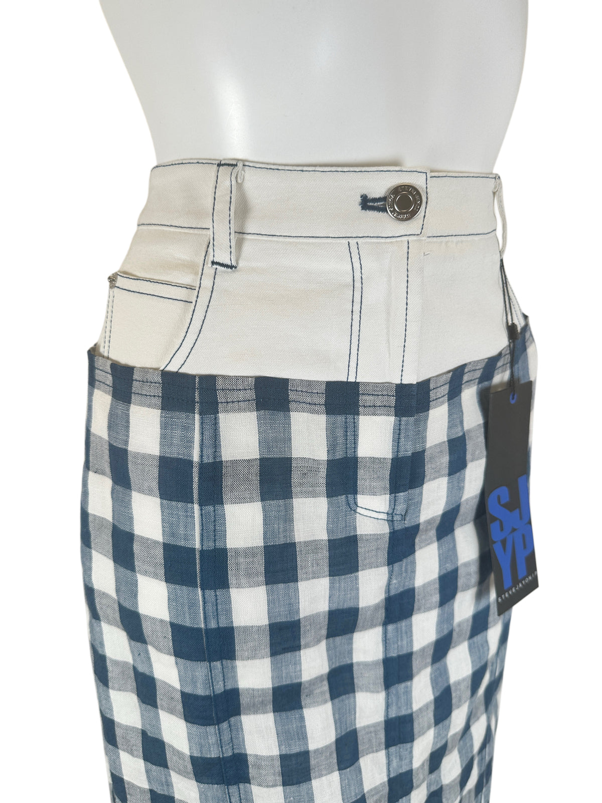 Midi Skirt Trouser Top - White/Blue - S