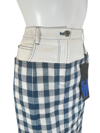 Midi Skirt Trouser Top - White/Blue - S
