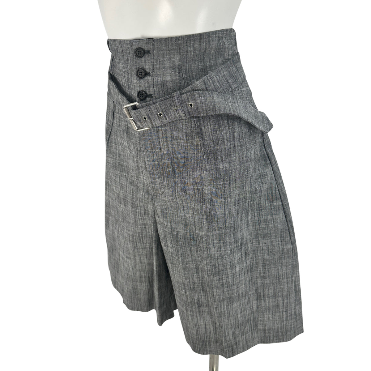 Long Shorts with Belt - Grey - M