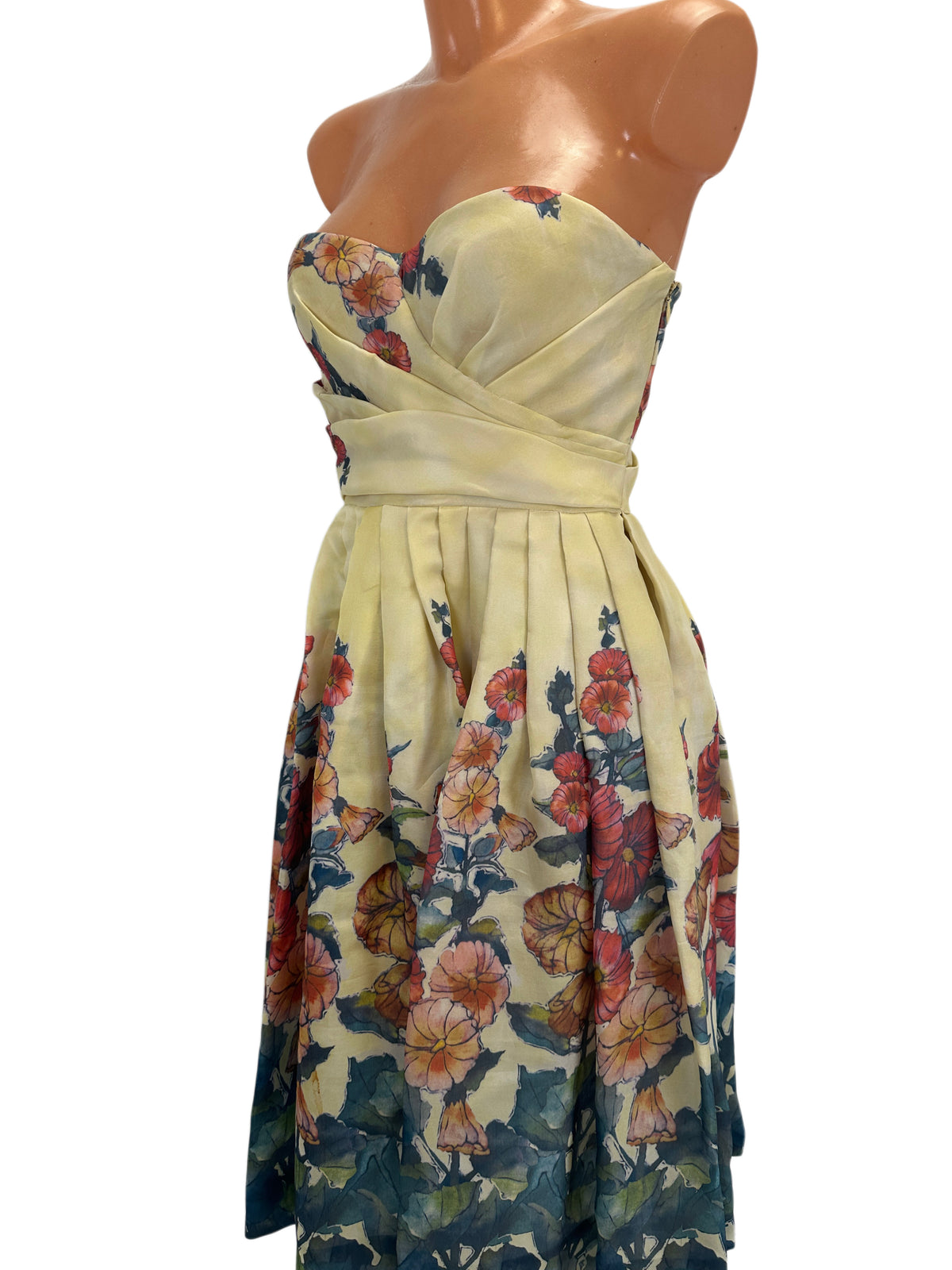 Silk Corset Dress - Yellow/Green - S