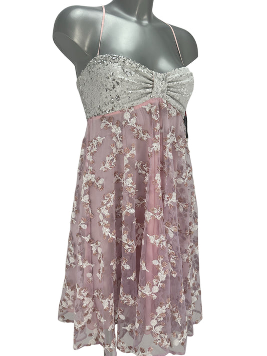 Empire Dress Sequin-Embroidered - Pink/Silver - XS