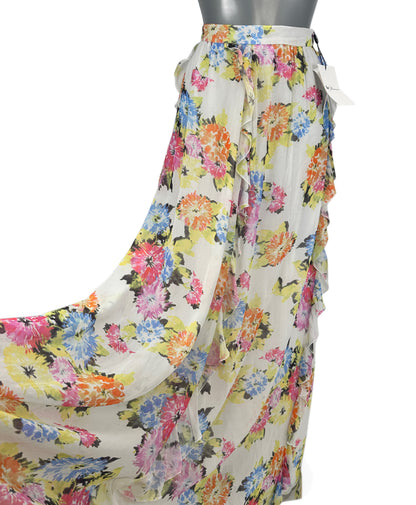 Floor-Length Ruffle Skirt - Multicolor - S