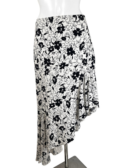 Linen Skirt Asymetric - Black/White