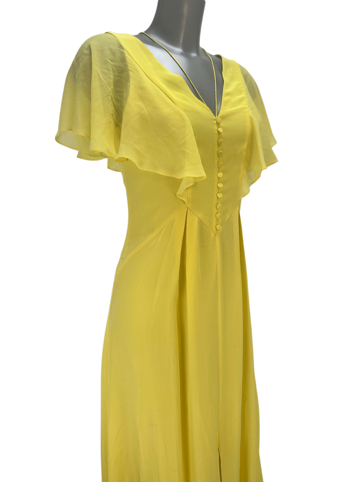 Silk Maxi Dress - Yellow - S