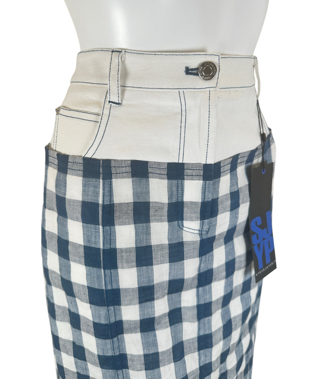 Midi Skirt Trouser Top - White/Blue - S