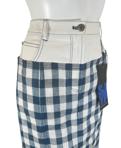Midi Skirt Trouser Top - White/Blue - S