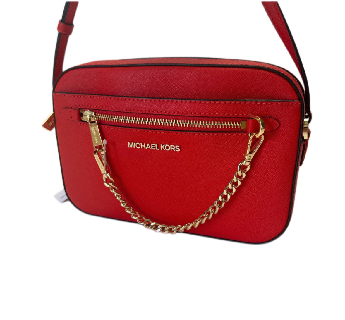 Jet Set Item Large Zip Chain Crossbody - Bright Red