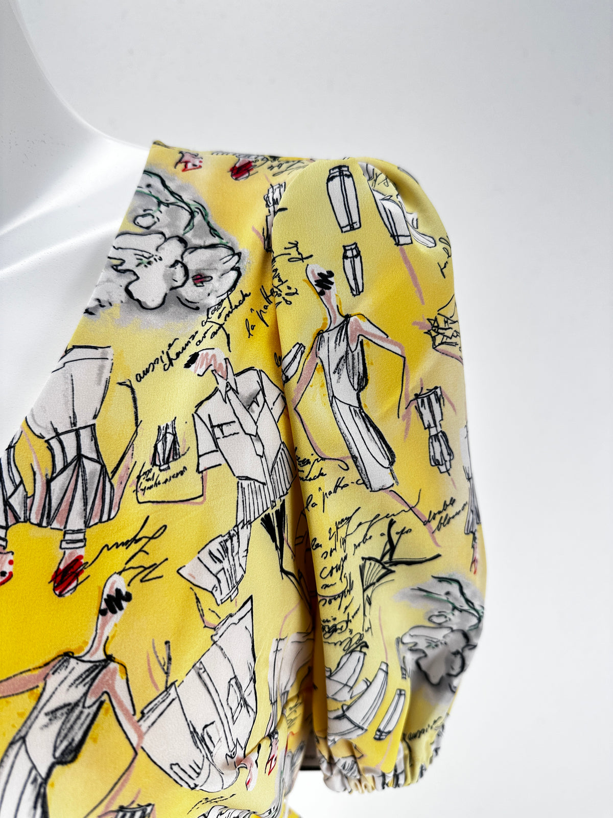 Sketch Print Belted Maxi Dress - Yellow/Print - US 4