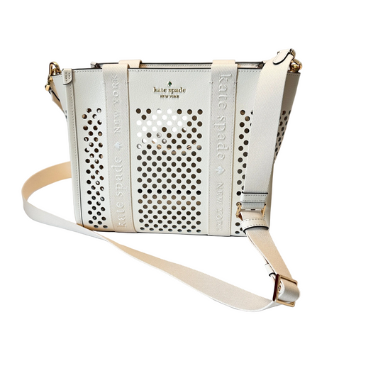 Kip Perforated Leather Small Tote white