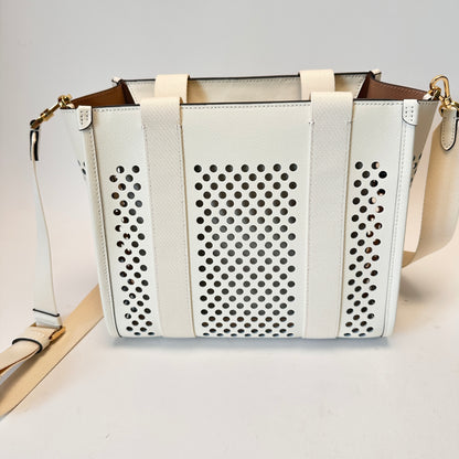 Kip Perforated Leather Small Tote white