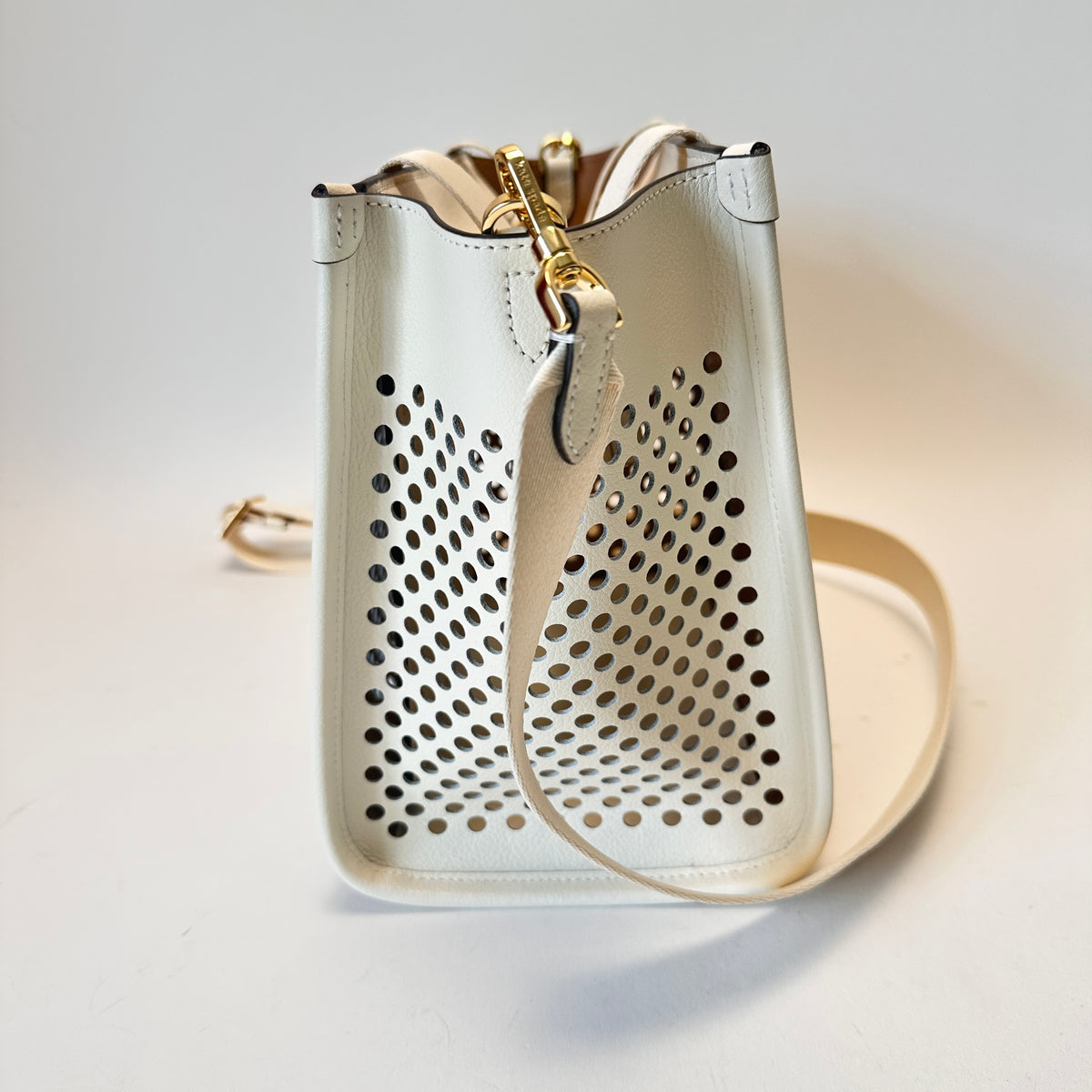 Kip Perforated Leather Small Tote white