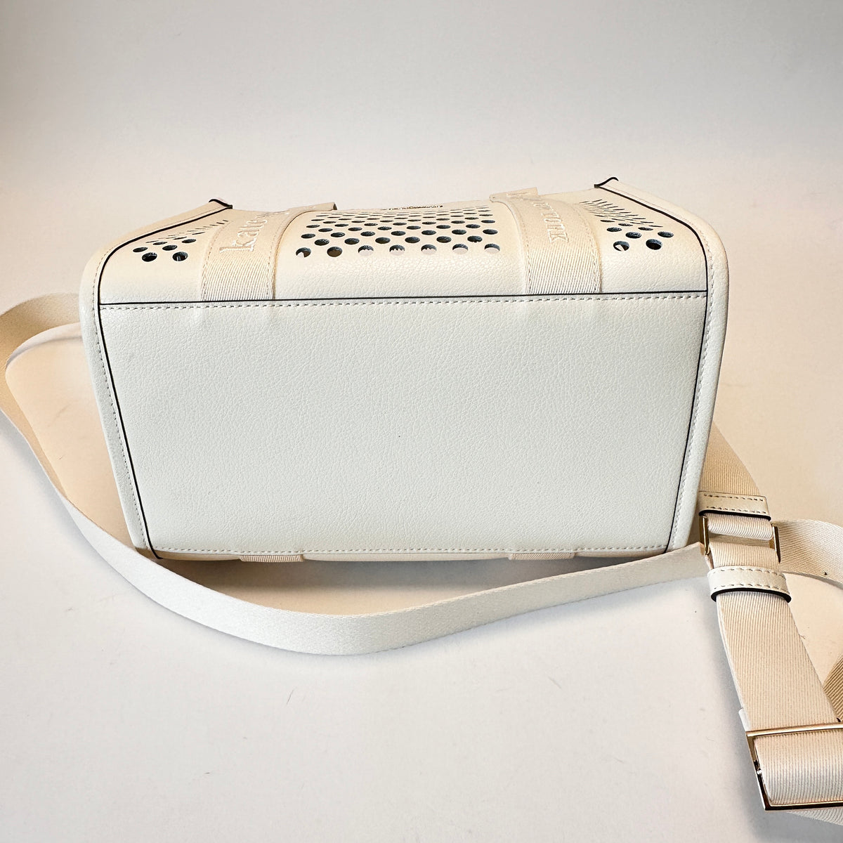 Kip Perforated Leather Small Tote white