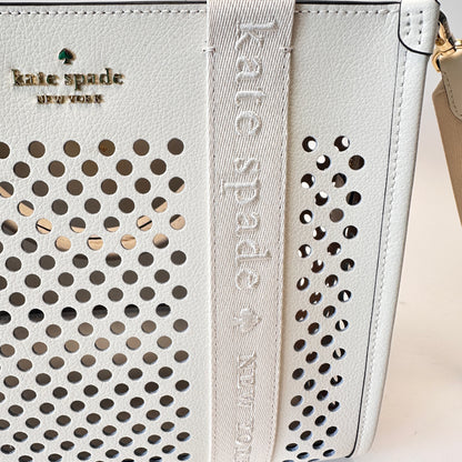 Kip Perforated Leather Small Tote white