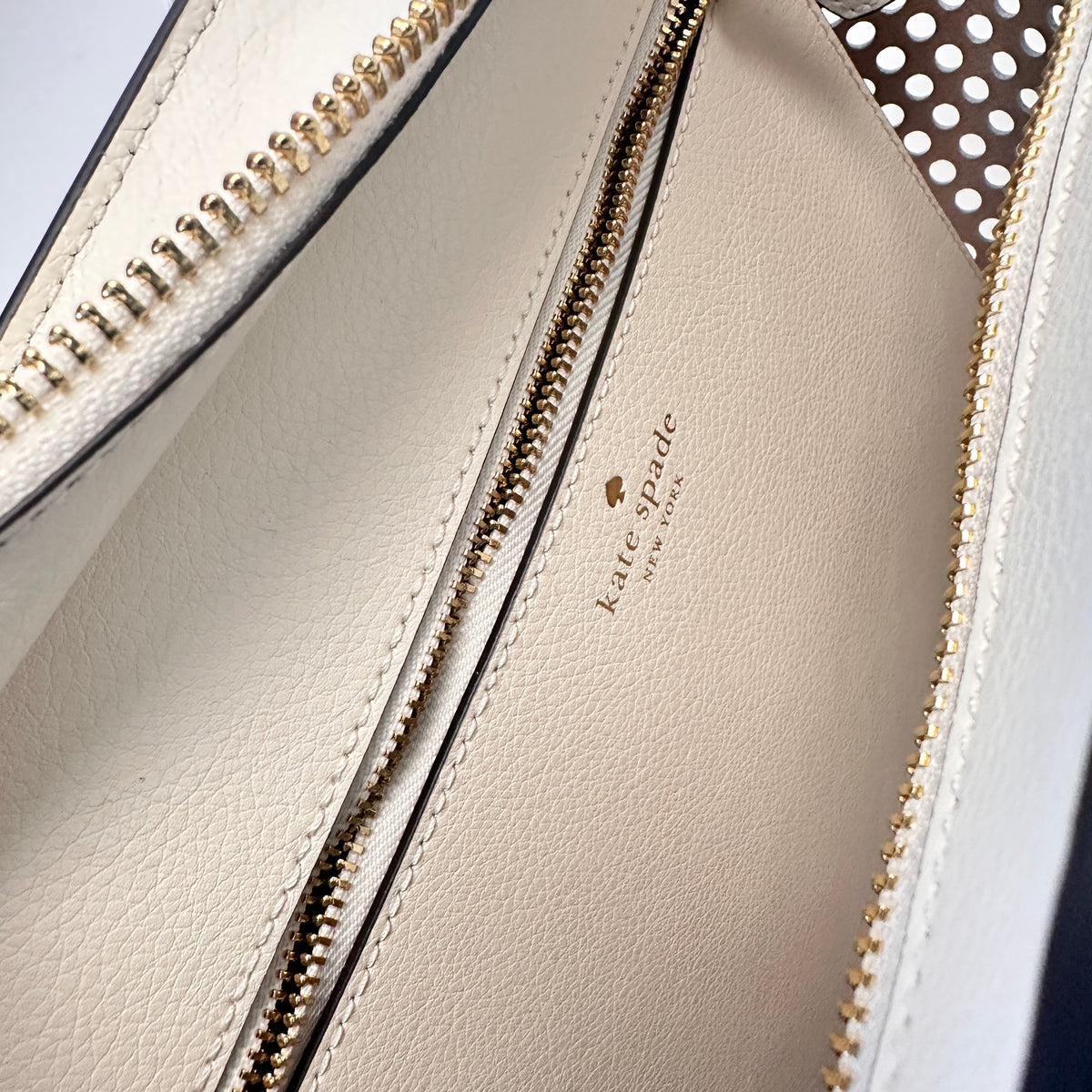 Kip Perforated Leather Small Tote white