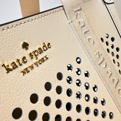 Kip Perforated Leather Small Tote white
