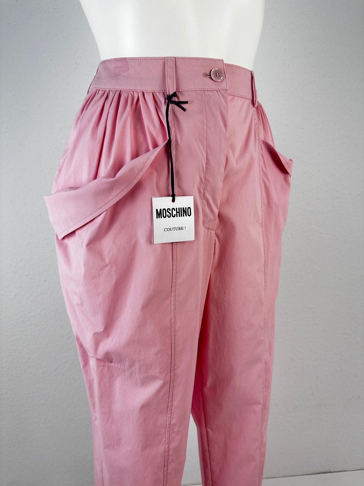 High-Waisted Fold-Over Pocket Trousers - Pink - IT 38