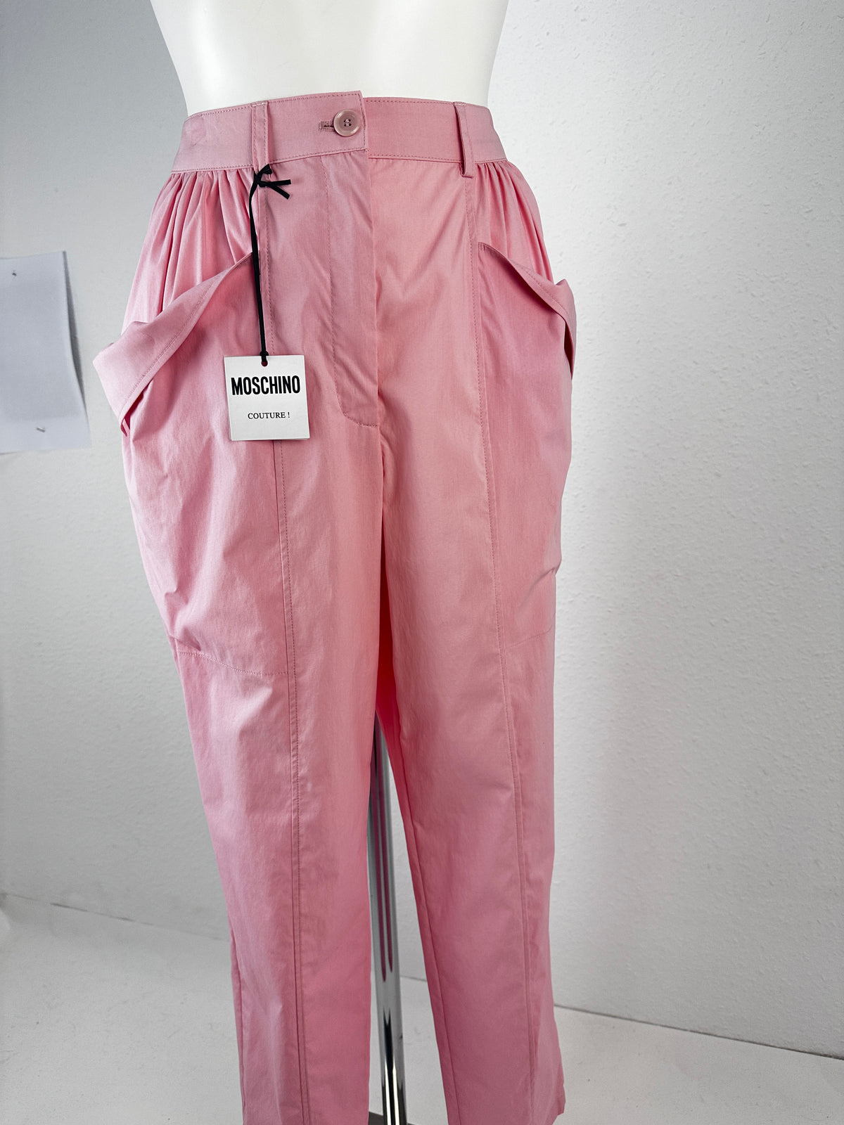 High-Waisted Fold-Over Pocket Trousers - Pink - IT 38