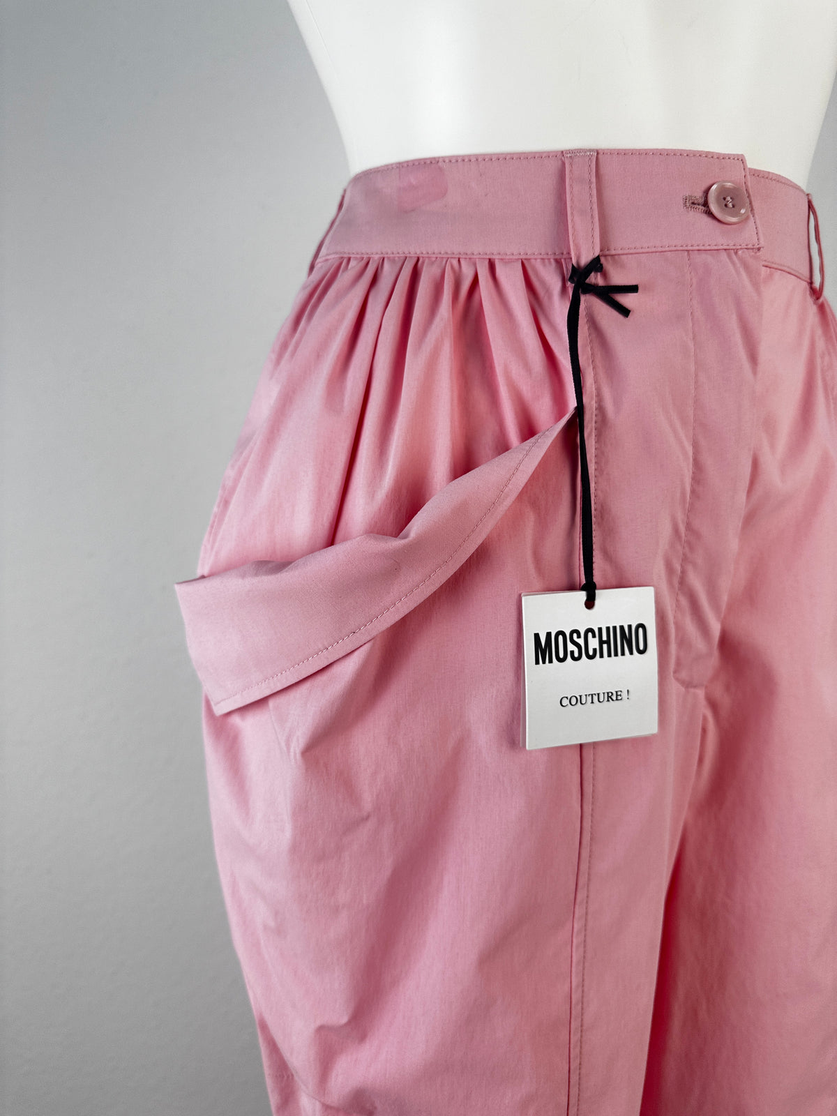 High-Waisted Fold-Over Pocket Trousers - Pink - IT 38