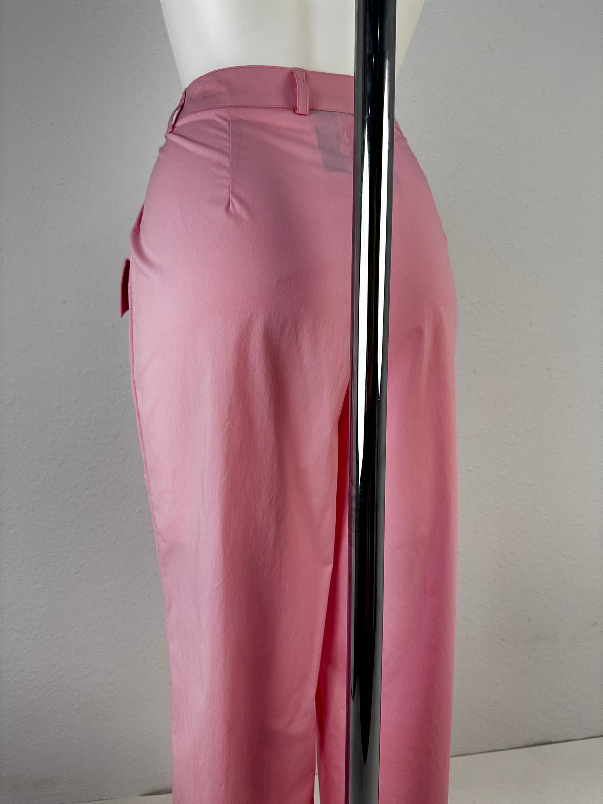 High-Waisted Fold-Over Pocket Trousers - Pink - IT 38