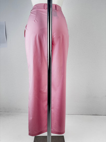 High-Waisted Fold-Over Pocket Trousers - Pink - IT 38