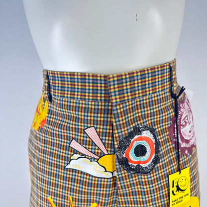 Plaid Smiley Shorts - Multicolor - IT 46