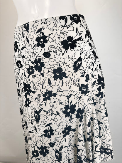 Linen Skirt Asymetric - Black/White