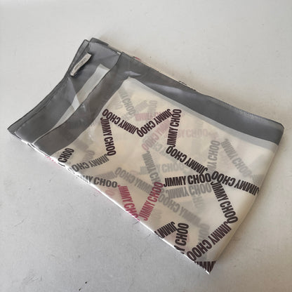 Silk Scarf - Star Logo Print - White Grey