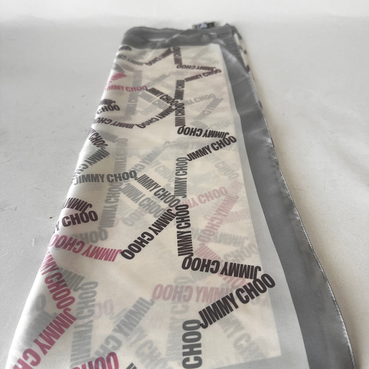 Silk Scarf - Star Logo Print - White Grey