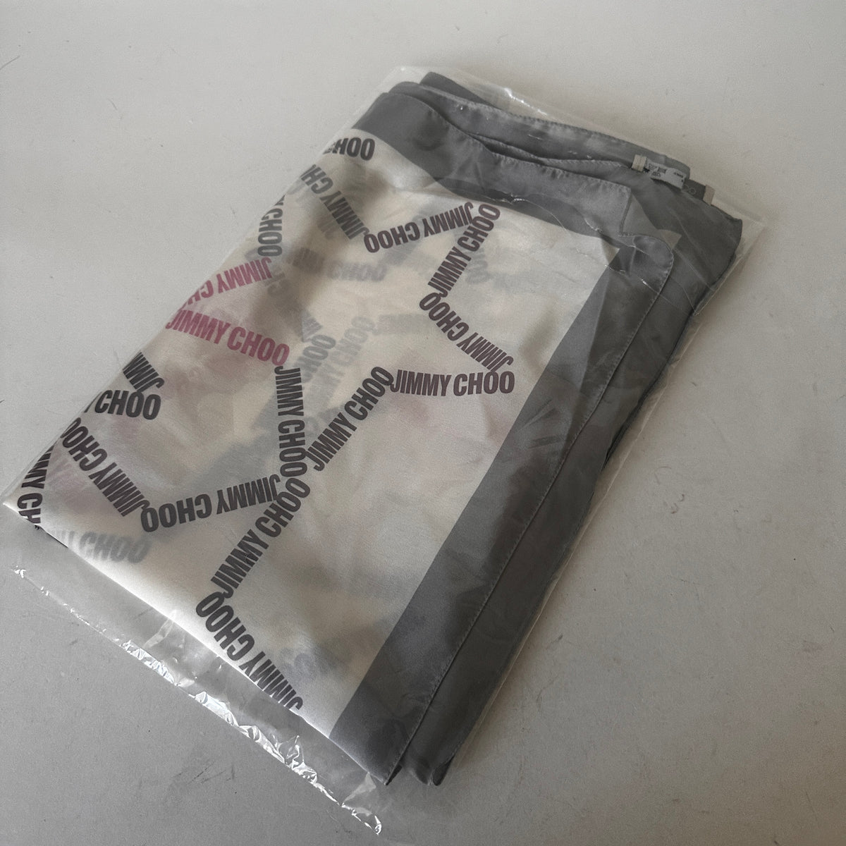 Silk Scarf - Star Logo Print - White Grey