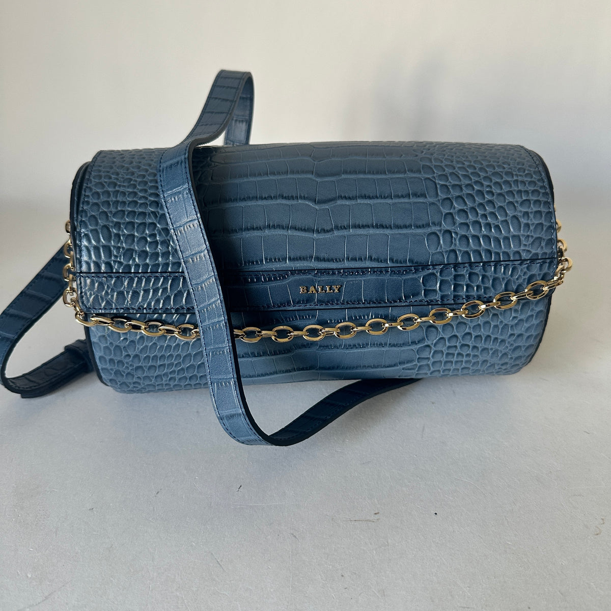 Barrel Bag Croco - Denim Blue