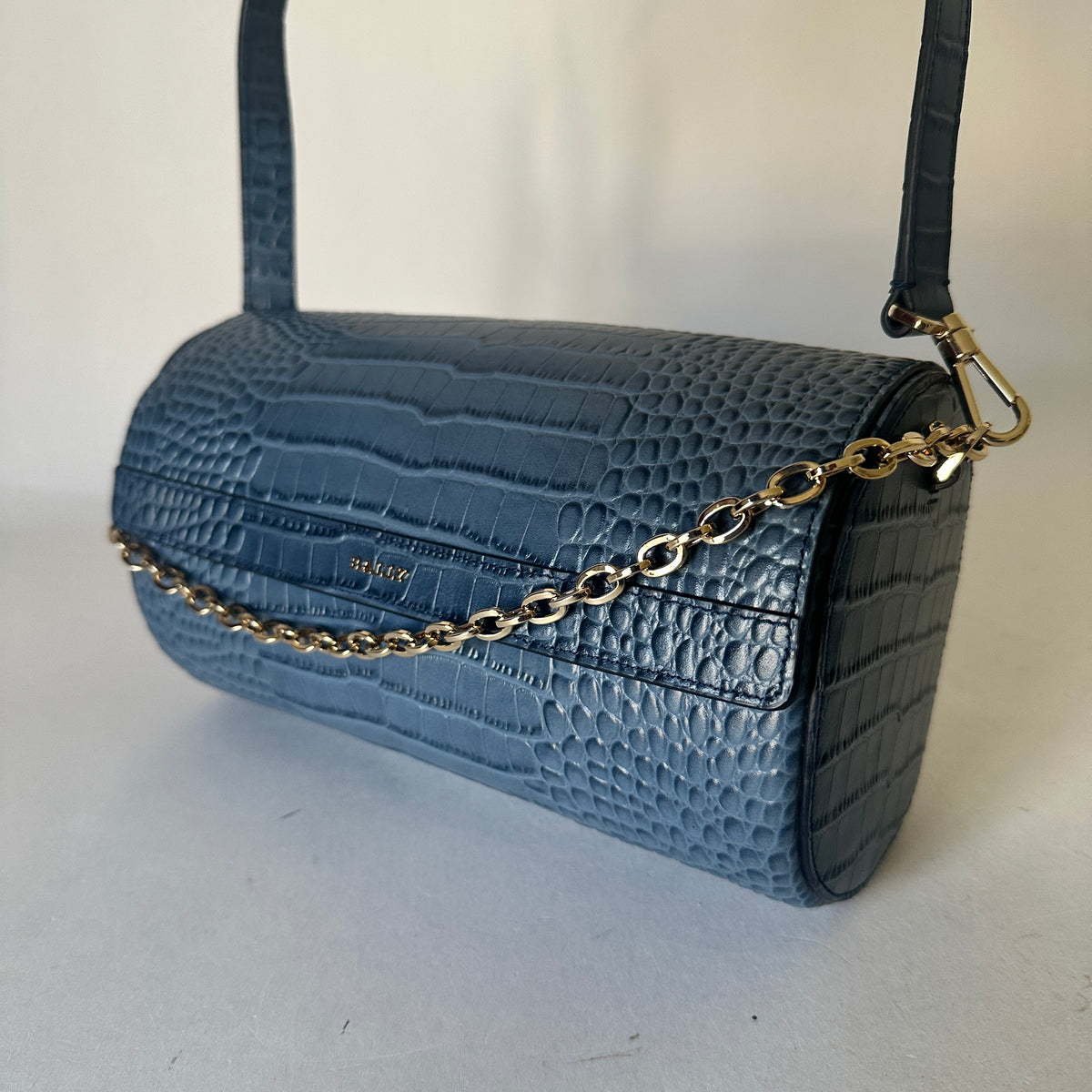Barrel Bag Croco - Denim Blue