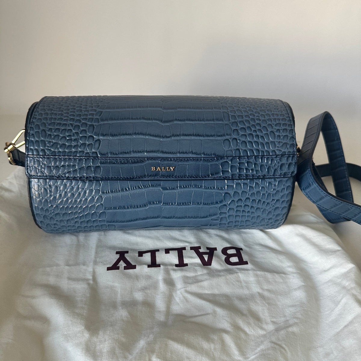 Barrel Bag Croco - Denim Blue