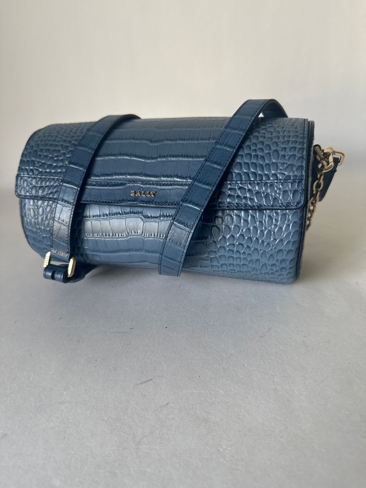 Barrel Bag Croco - Denim Blue