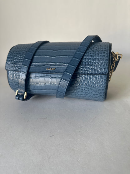 Barrel Bag Croco - Denim Blue