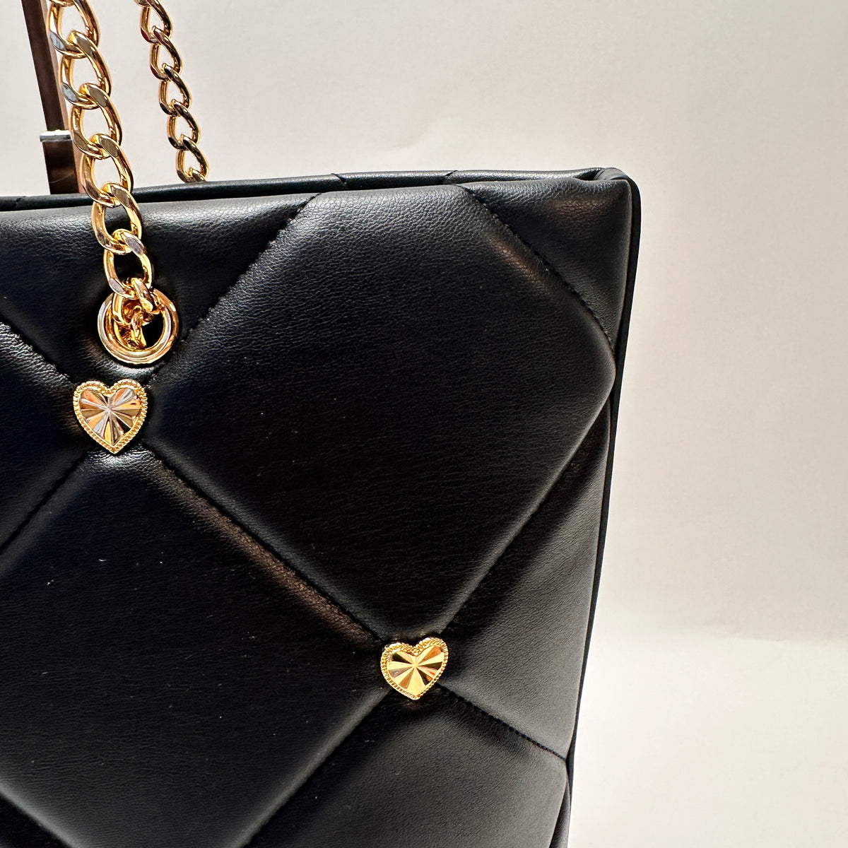 Love Moschino Small Gold Hearts Shoulder Bag - Black